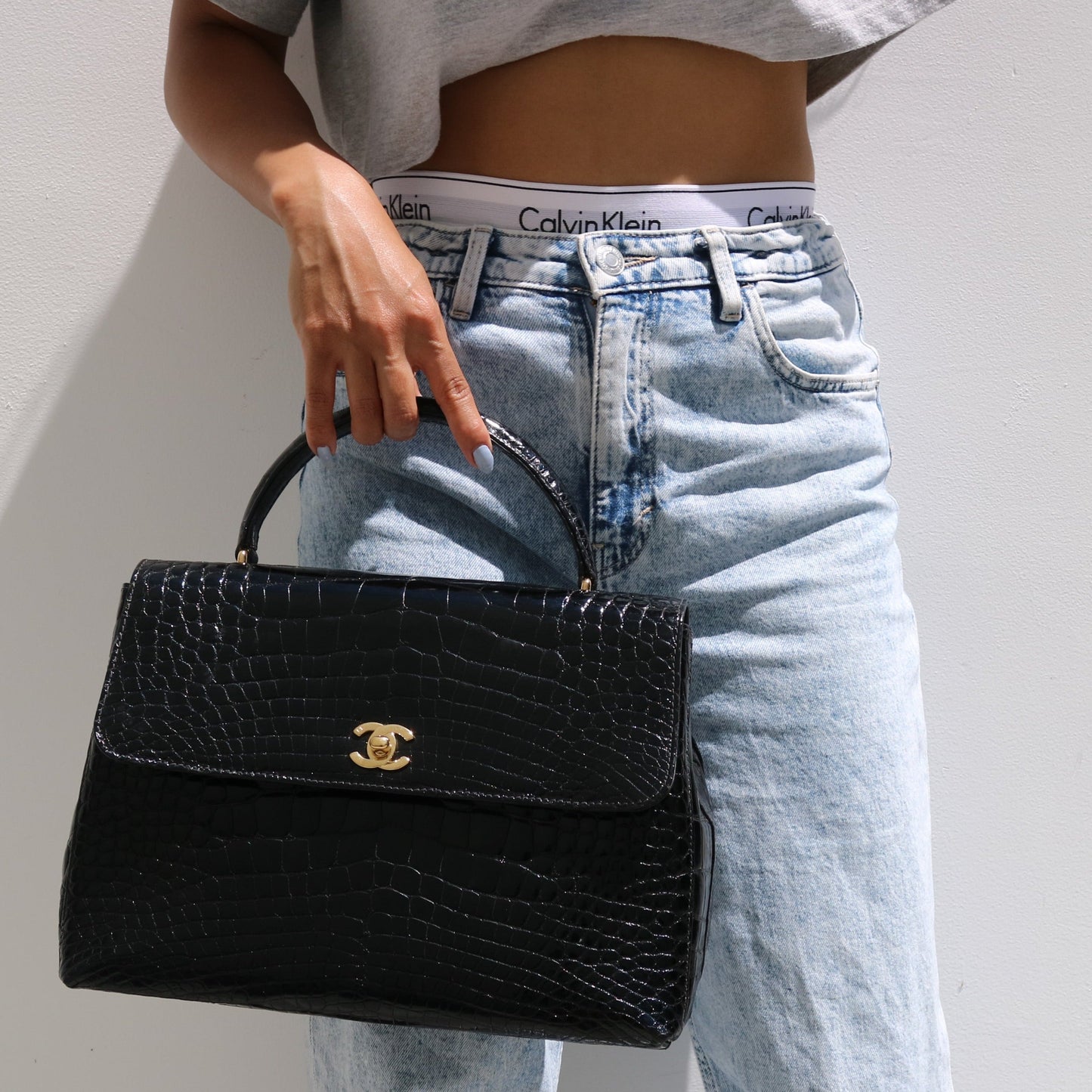 CHANEL Black Crocodile Kelly 30