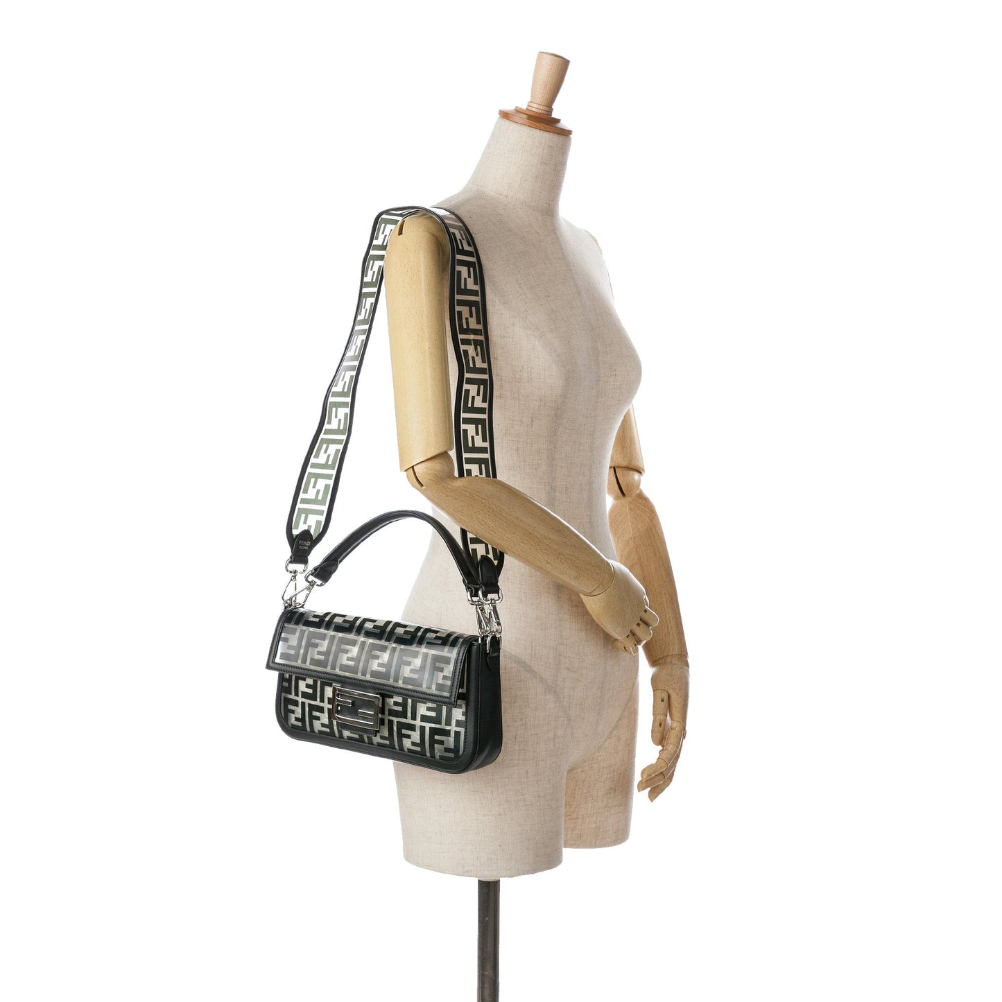 Black Fendi Medium Zucca PVC Baguette Satchel