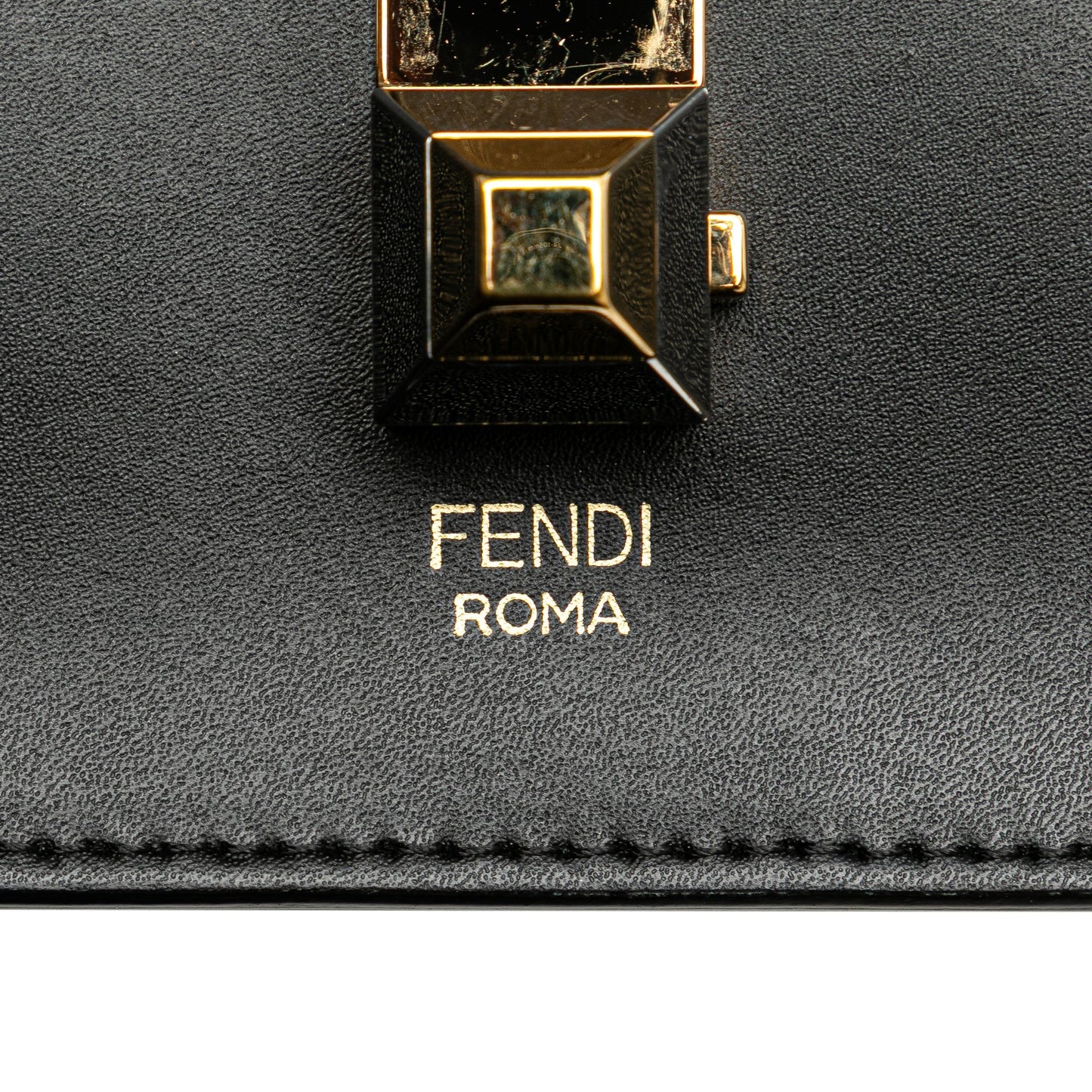 Black Fendi Small Scalloped Studded Leather Kan I Crossbody