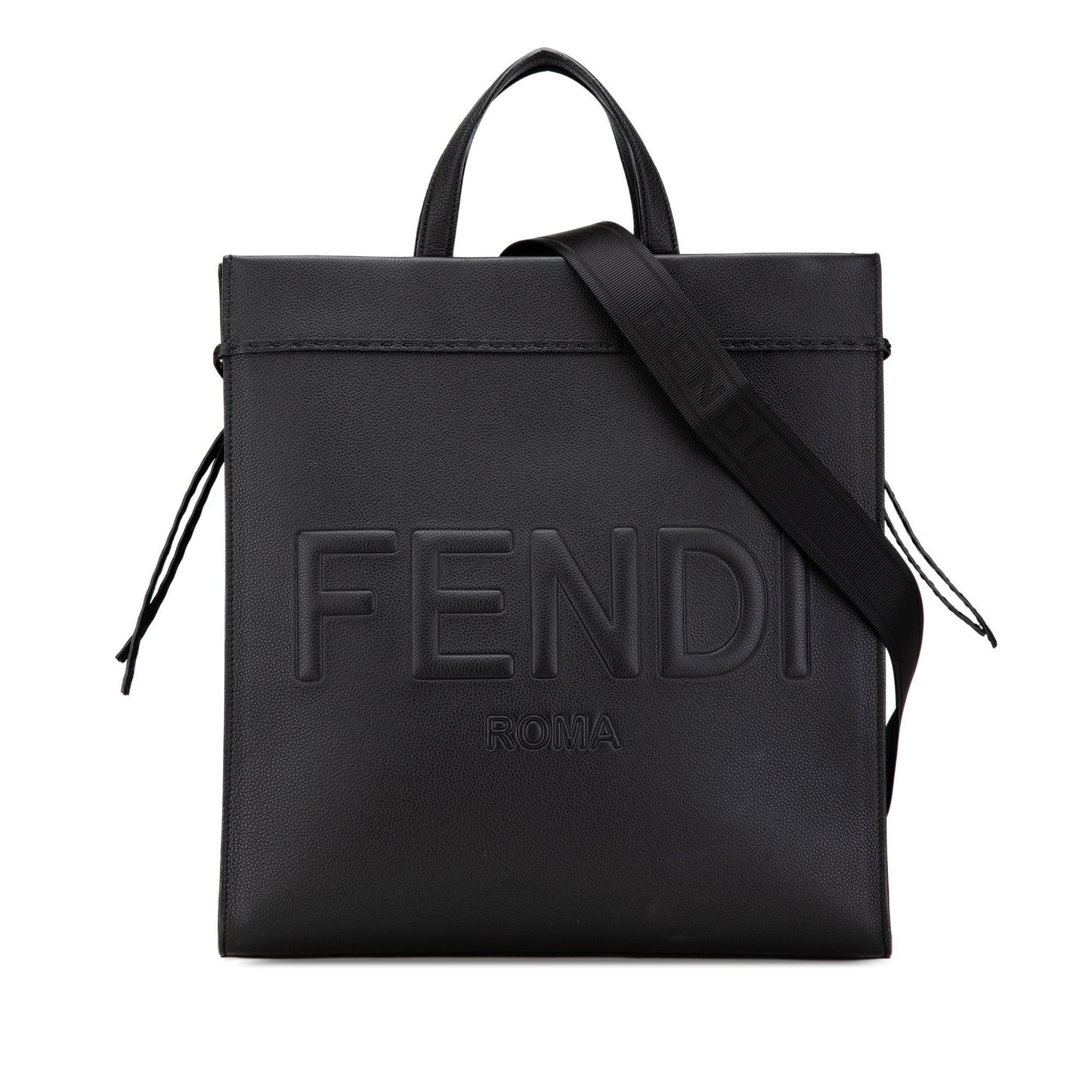 Black Fendi Medium Leather Roma Go To Shopper Satchel
