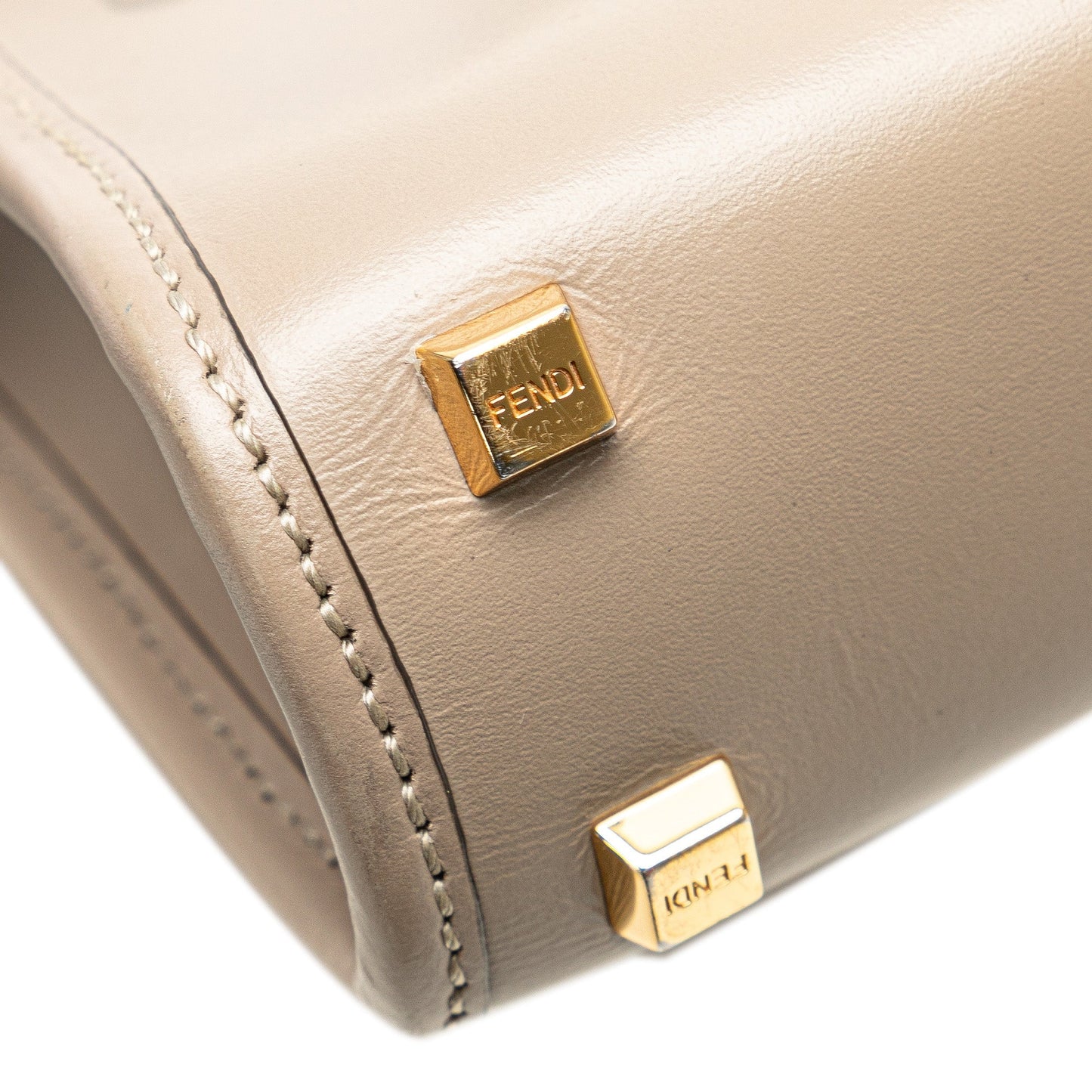 Beige Fendi Mini Leather Sunshine Shopper Tote Satchel