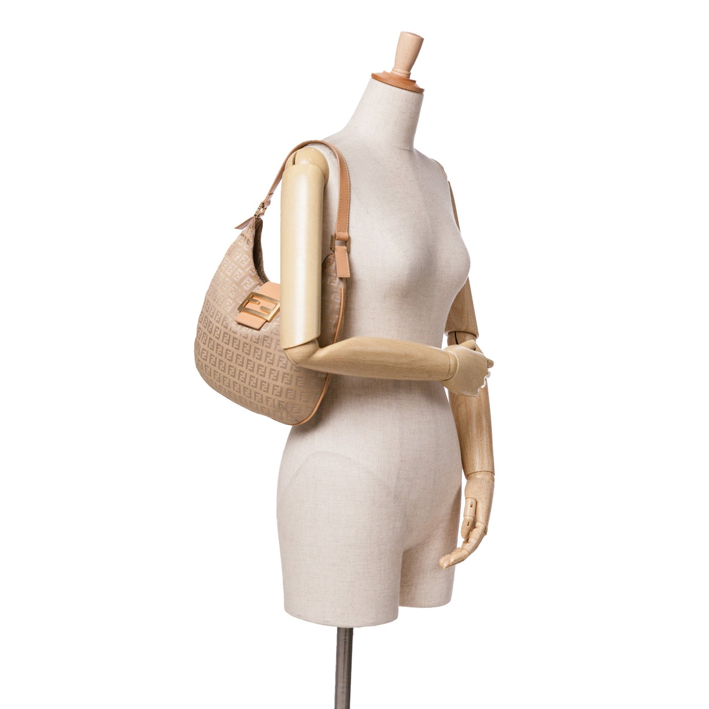 Beige Fendi Zucchino Canvas Hobo