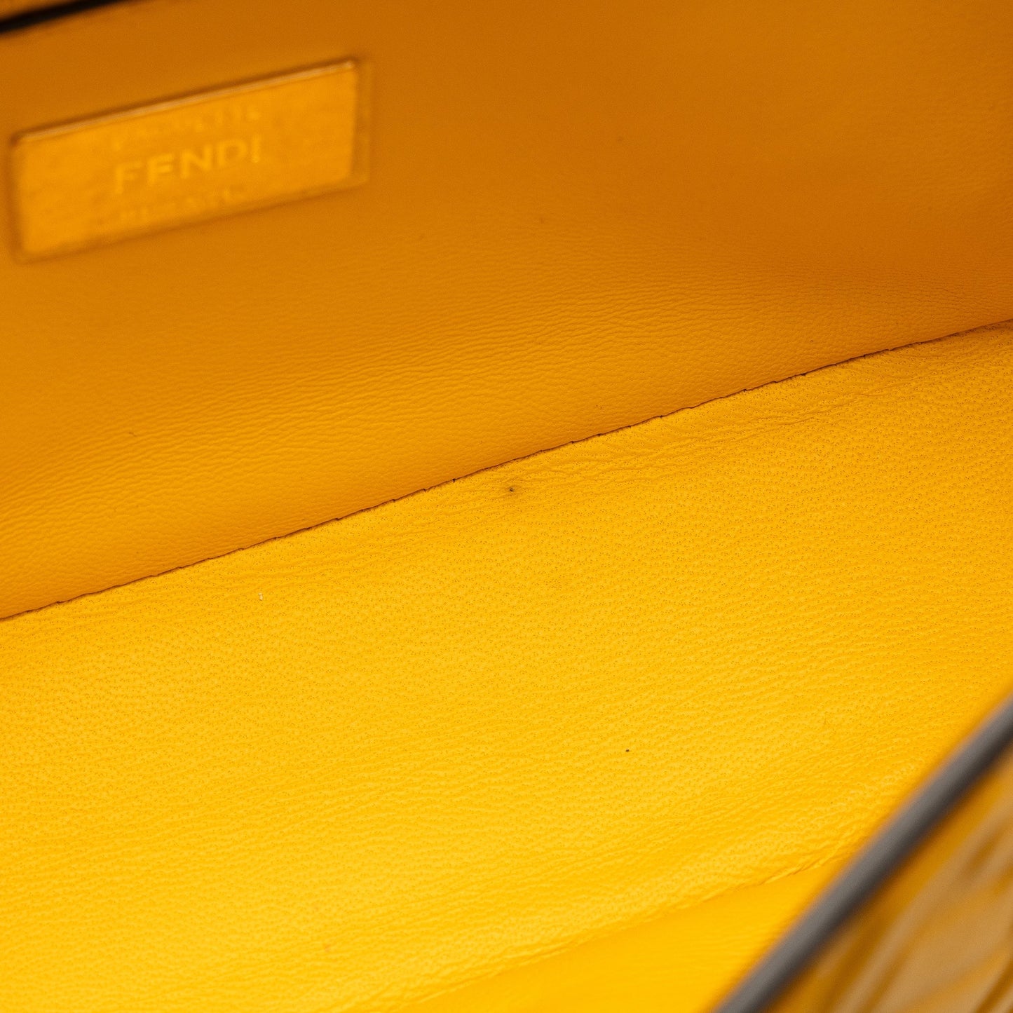 Yellow Fendi Zucca Embossed Chain Midi Baguette Shoulder Bag