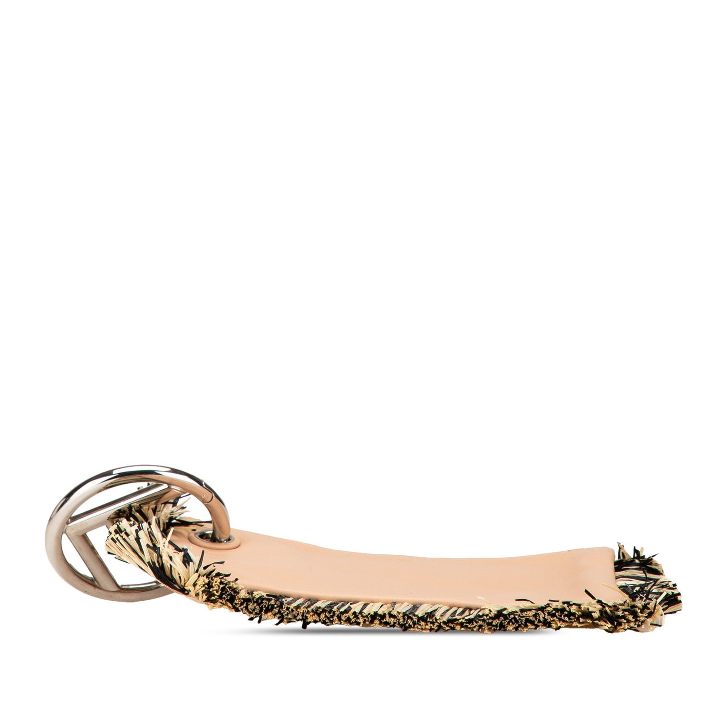 Beige Fendi Zucca Leather and Raffia Triplette Clutch
