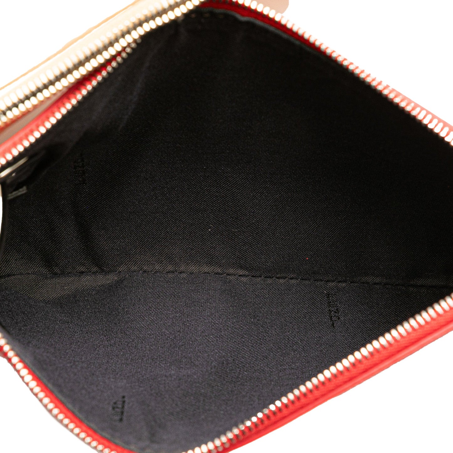 Beige Fendi Zucca Leather and Raffia Triplette Clutch
