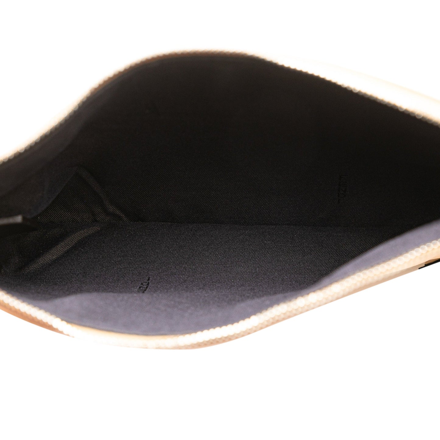 Beige Fendi Zucca Leather and Raffia Triplette Clutch