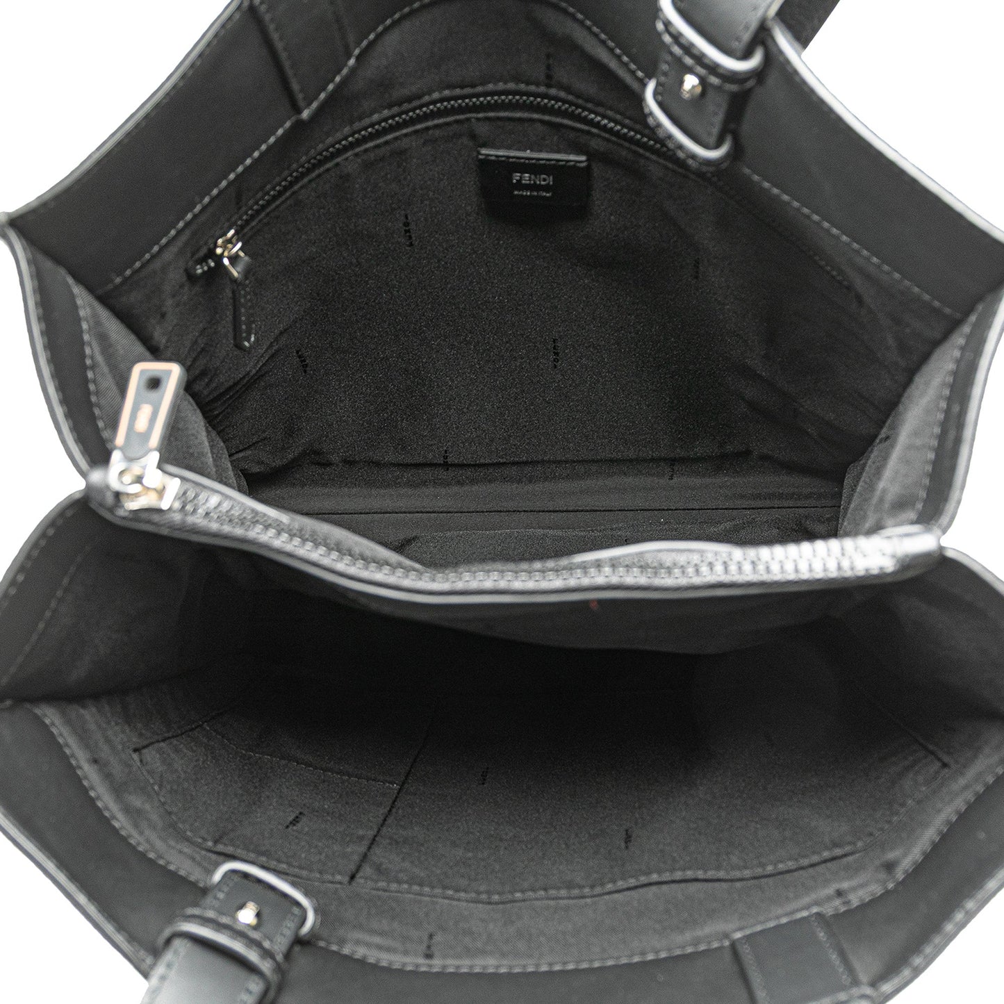 Black Fendi Canvas Logo Patch Tote