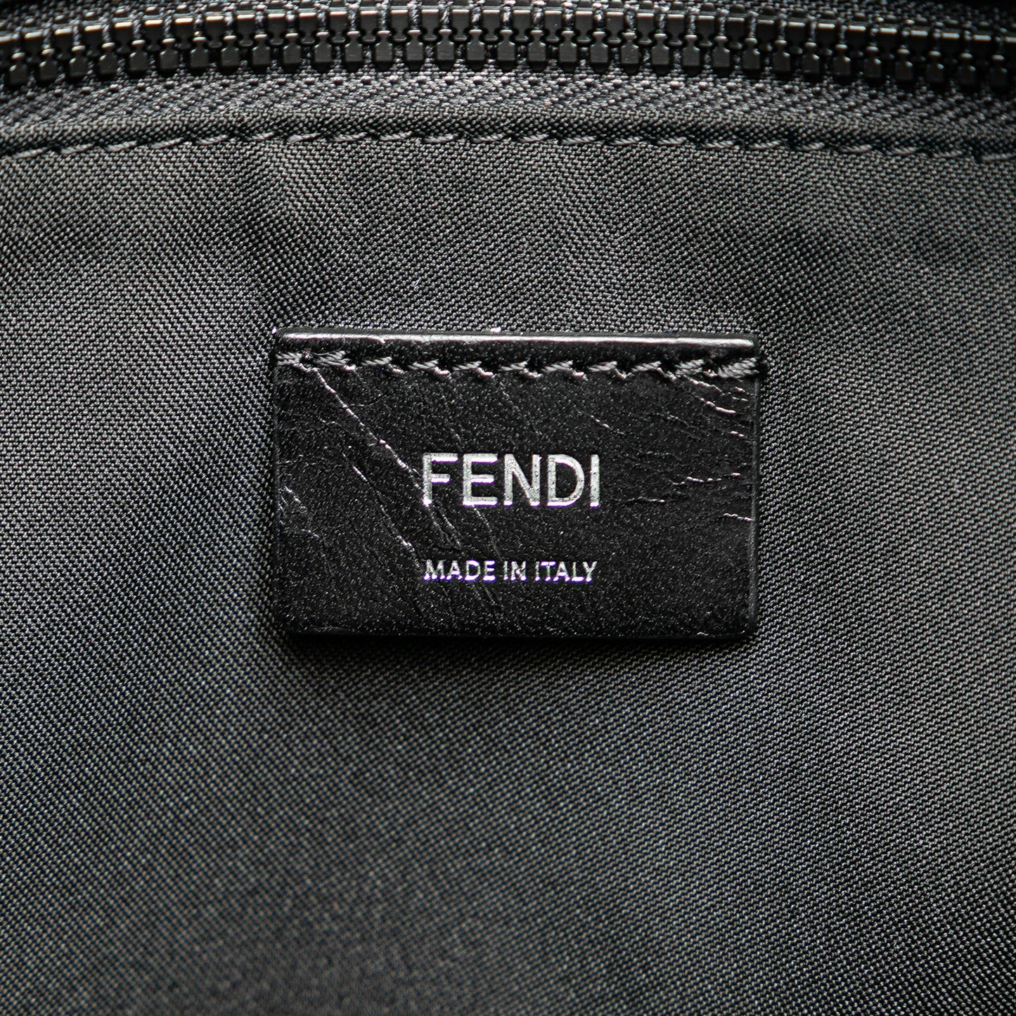 Black Fendi Canvas Logo Patch Tote