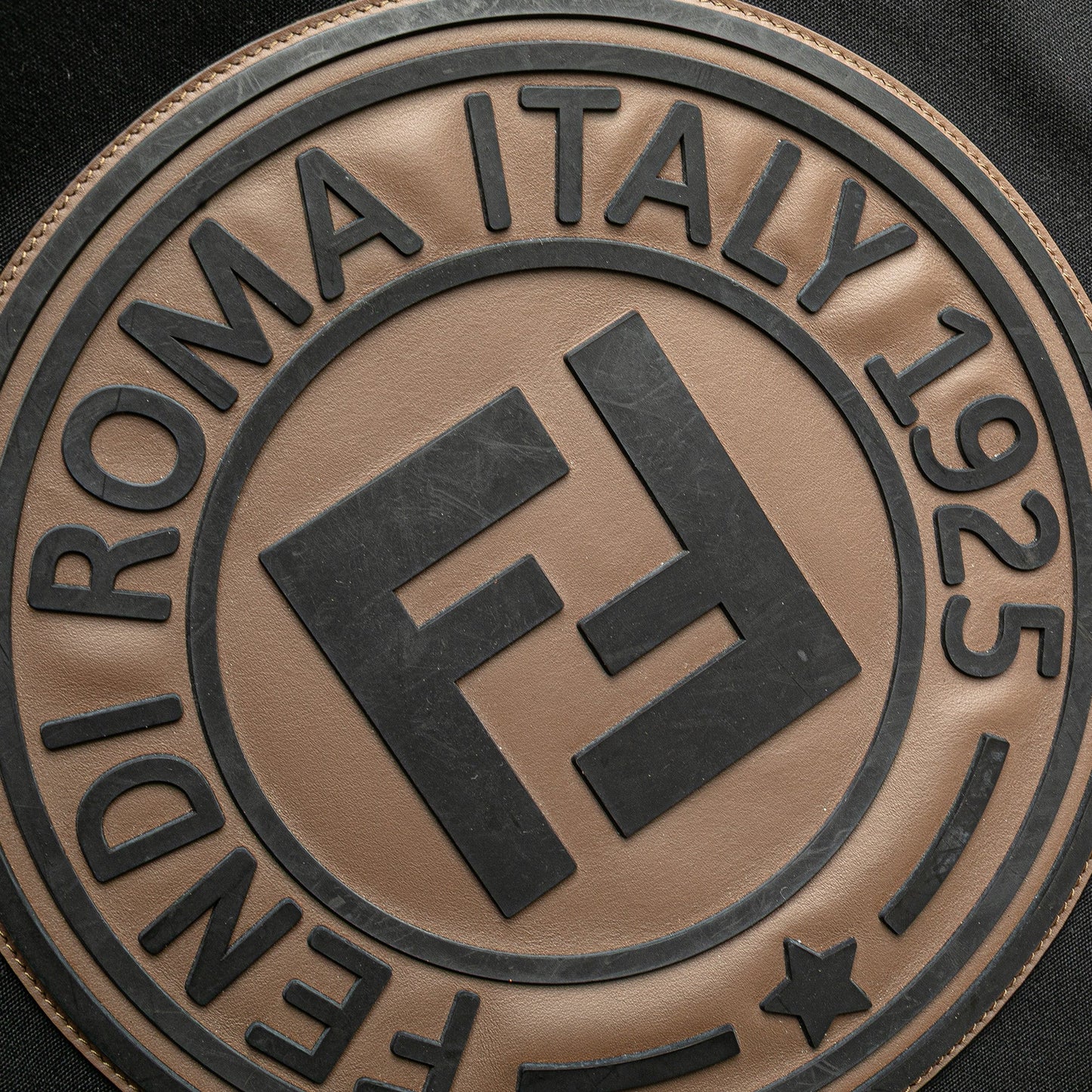 Black Fendi Canvas Logo Patch Tote