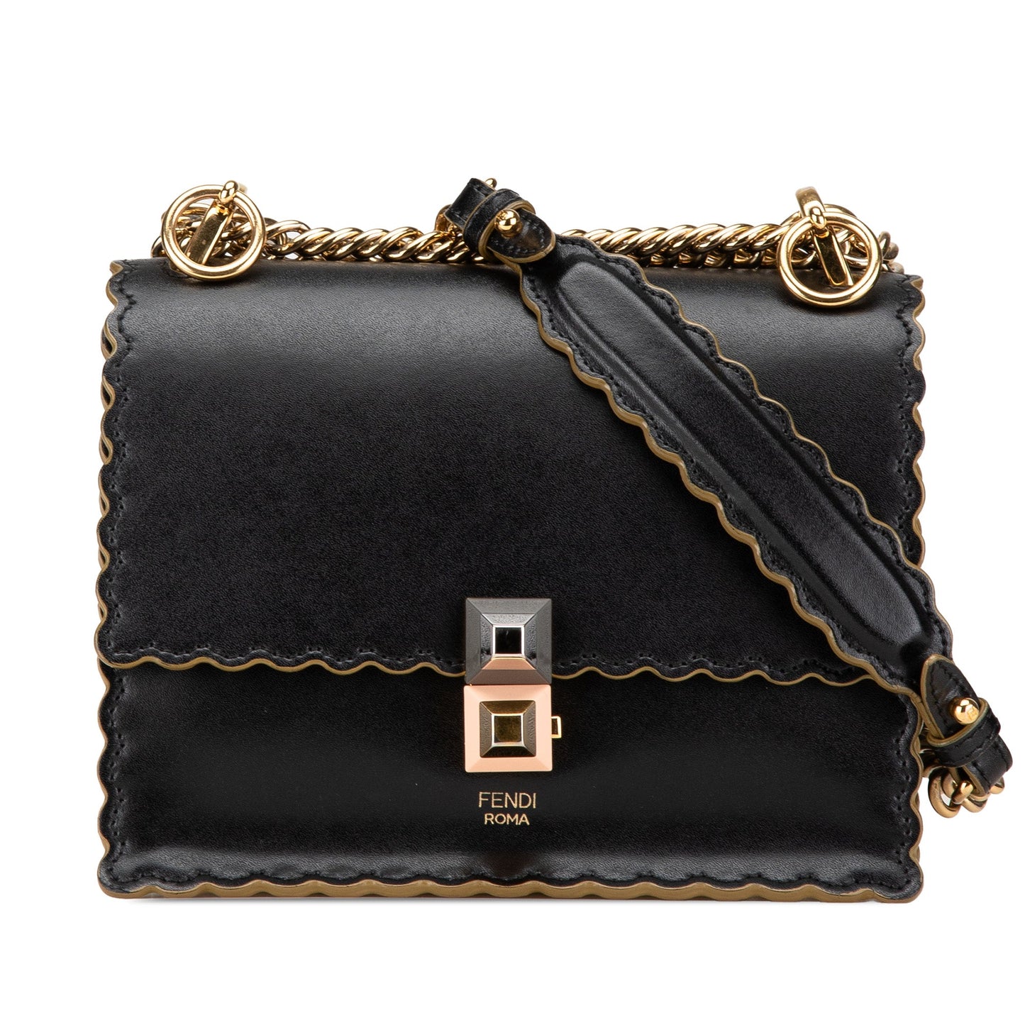 Black Fendi Small Leather Kan I Crossbody