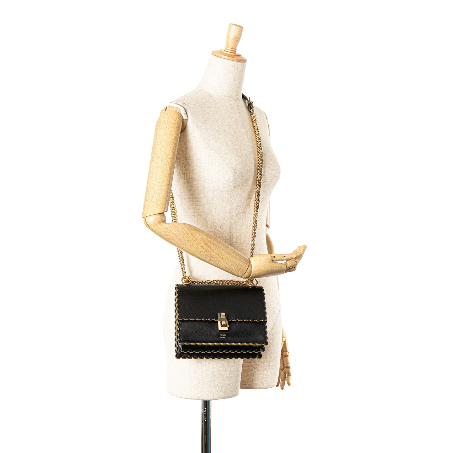 Black Fendi Small Leather Kan I Crossbody