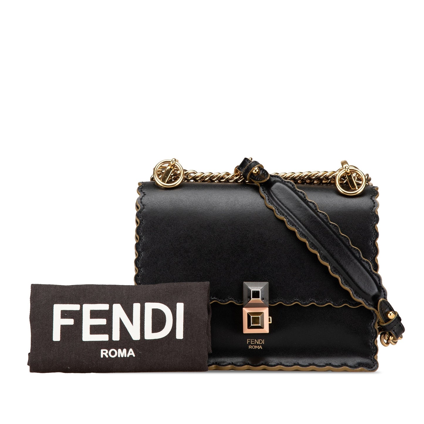 Black Fendi Small Leather Kan I Crossbody