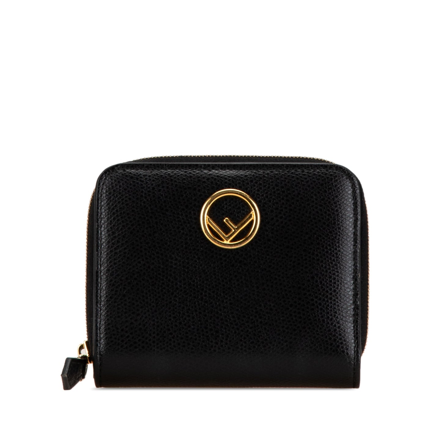 Black Fendi F Is Fendi Leather Zip Around Bifold Compact Wallet