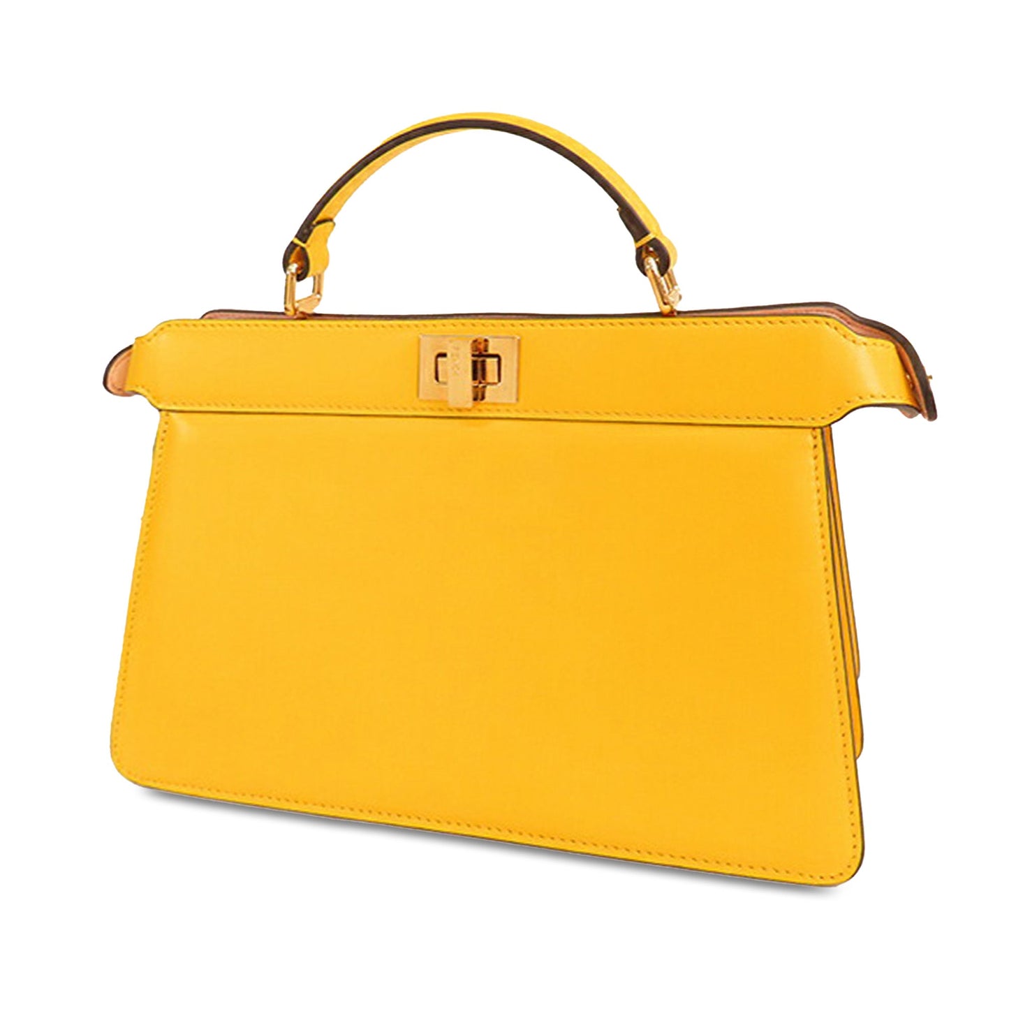 Yellow Fendi Small Leather Peekaboo ISeeU East West Bag Satchel