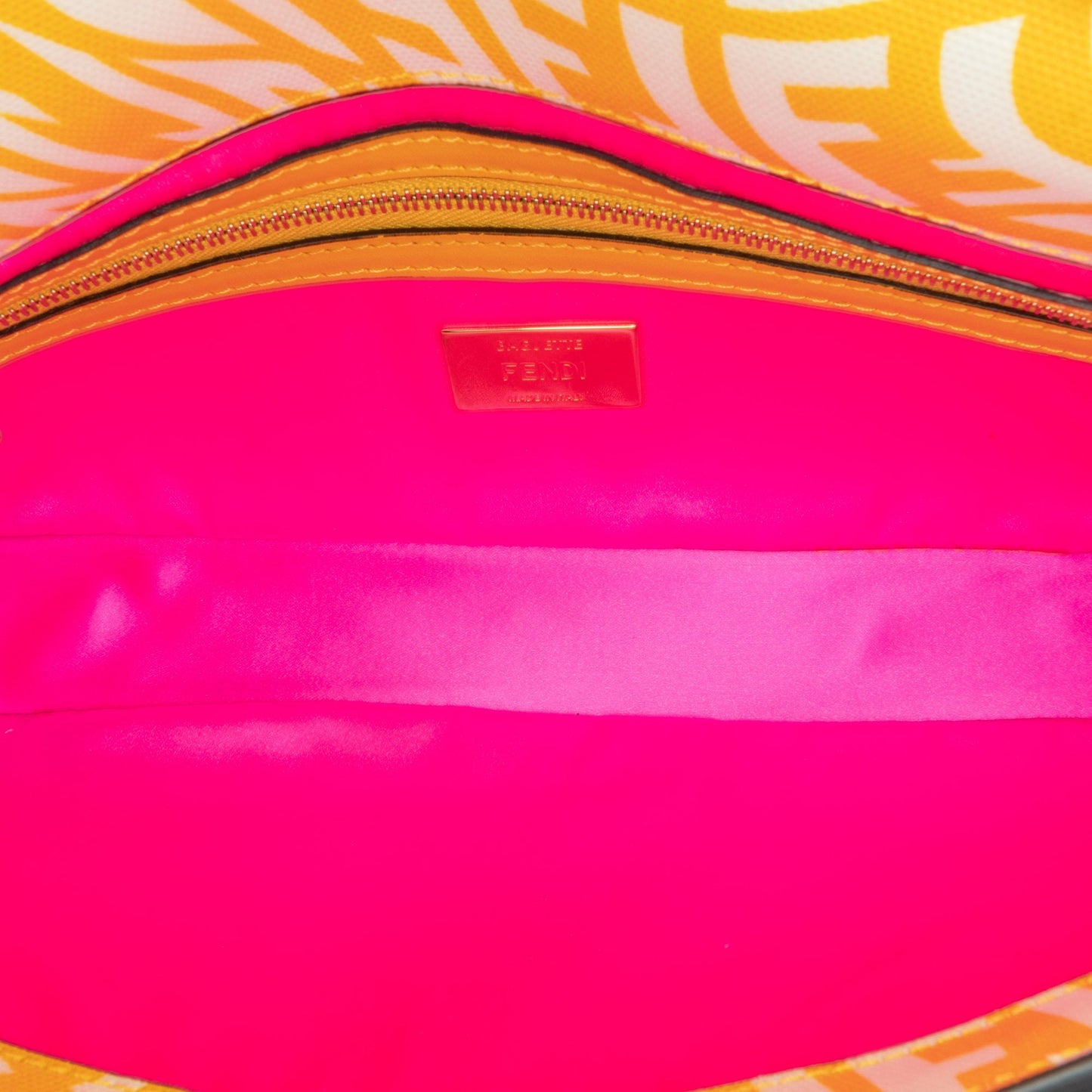 Yellow Fendi Sarah Coleman Zucca Coated Canvas 1997 Vertigo Baguette Shoulder Bag