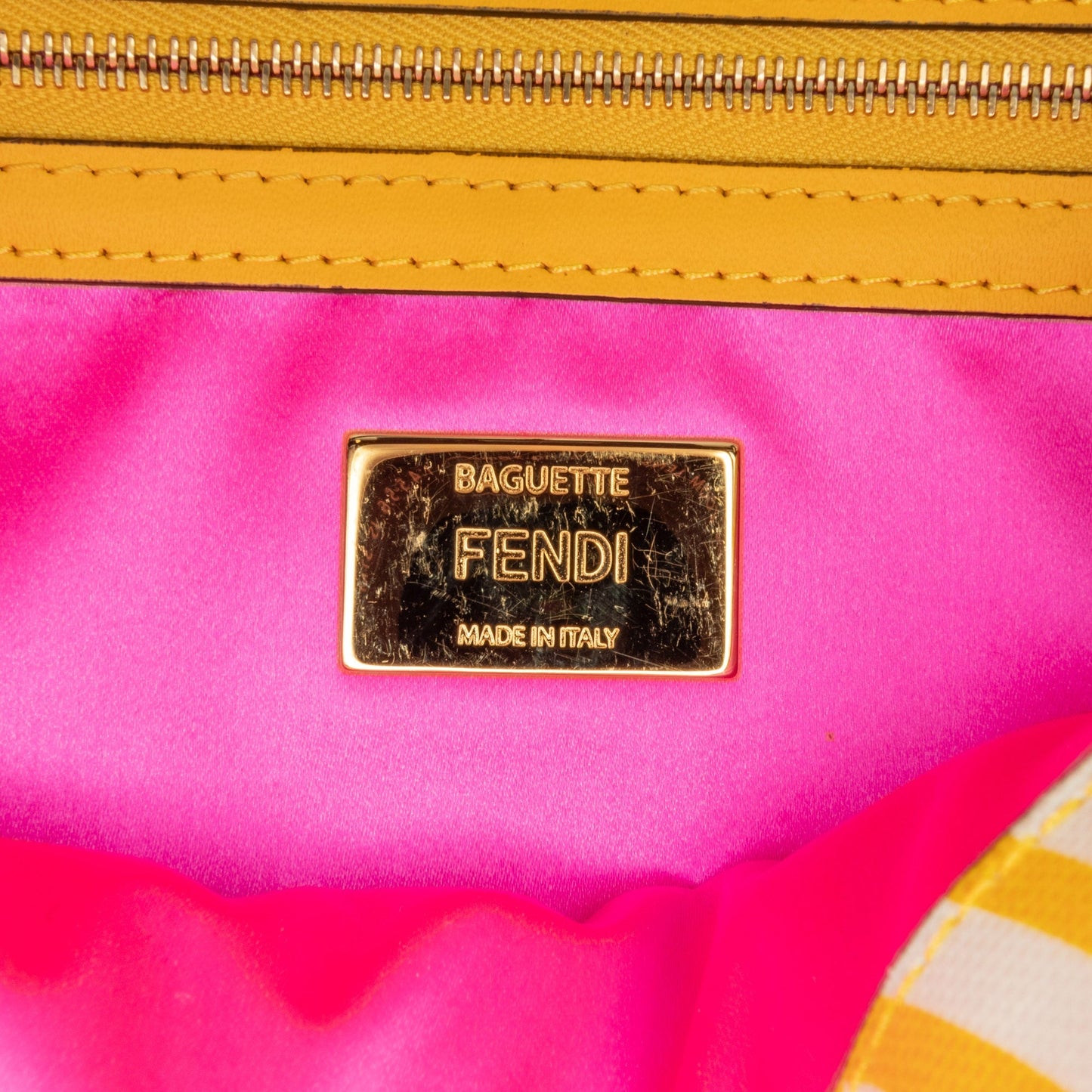 Yellow Fendi Sarah Coleman Zucca Coated Canvas 1997 Vertigo Baguette Shoulder Bag