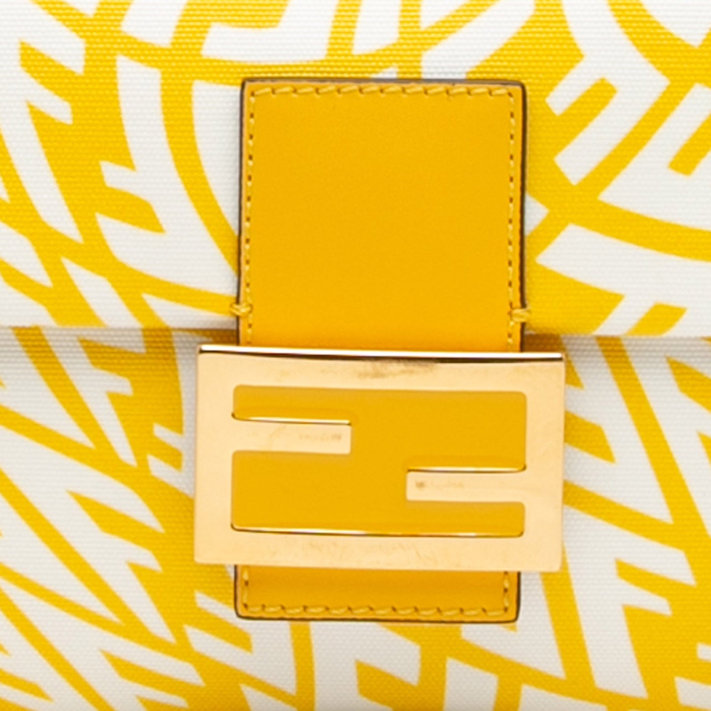 Yellow Fendi Sarah Coleman Zucca Coated Canvas 1997 Vertigo Baguette Shoulder Bag