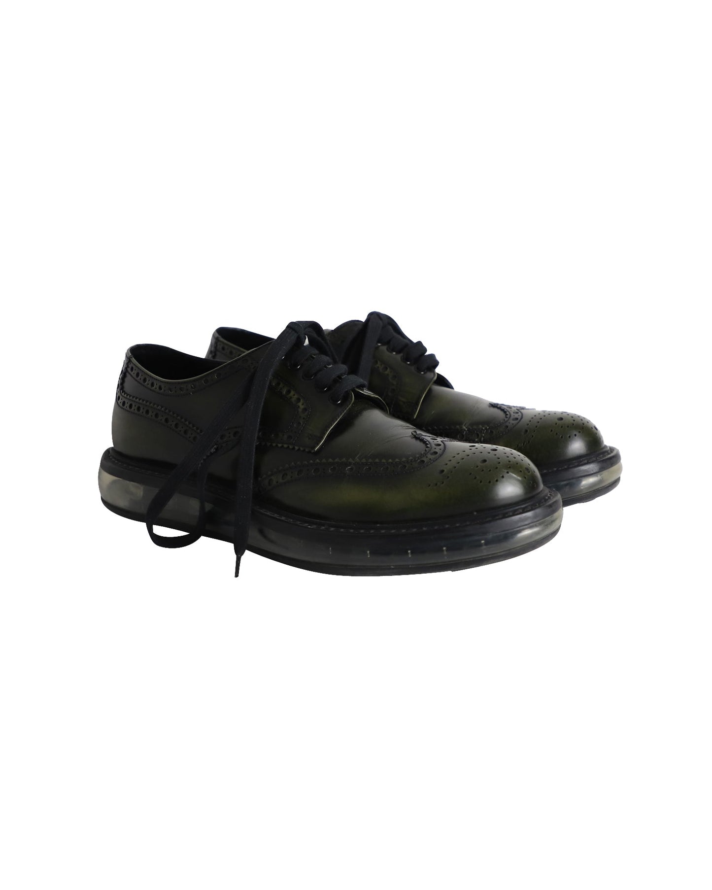 Prada Air Sole Derby Shoes in Green Leather