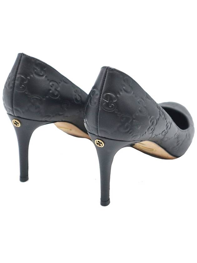 Gucci 338726 GG Logo Black Cima Leather Pumps Shoes 36