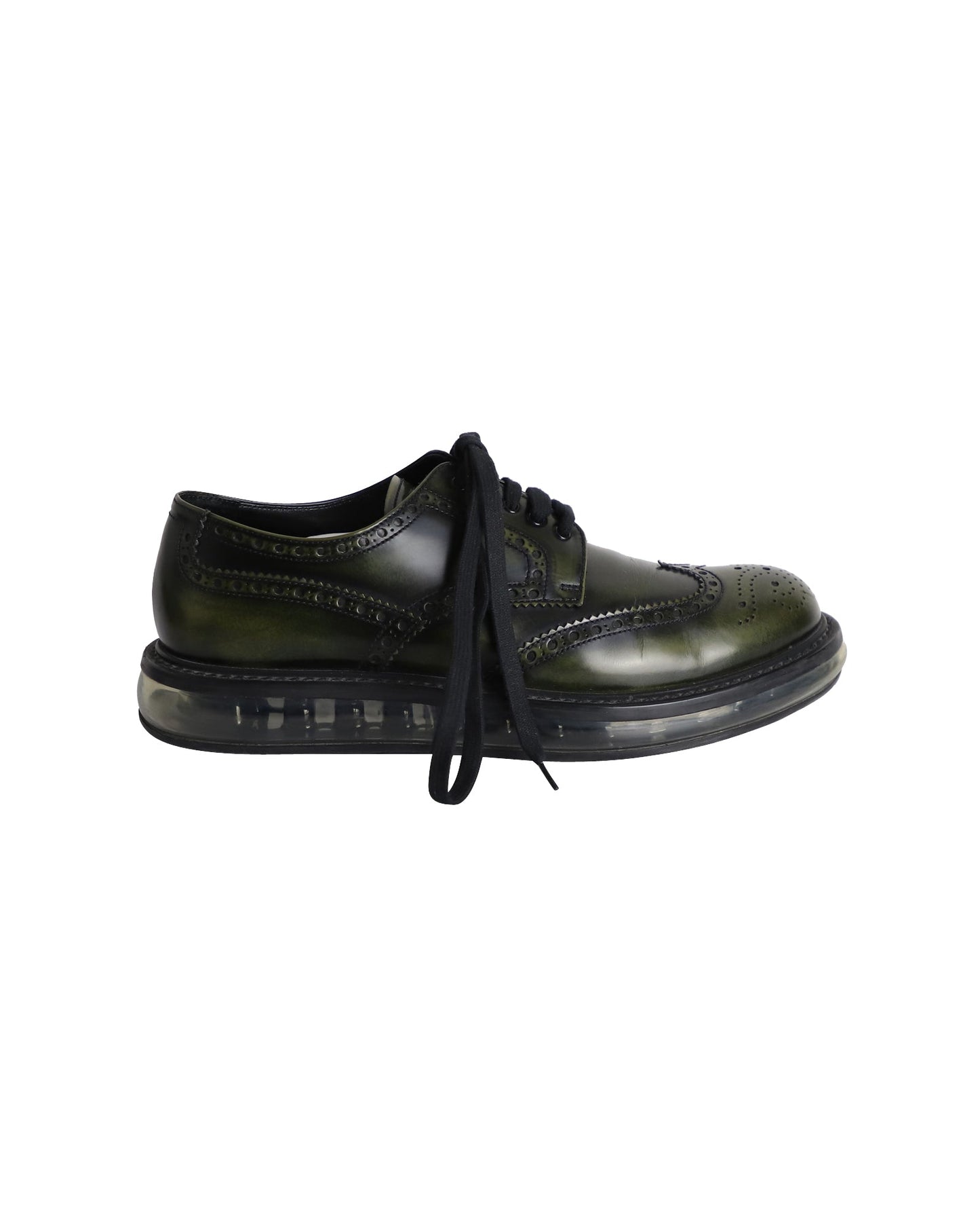 Prada Air Sole Derby Shoes in Green Leather