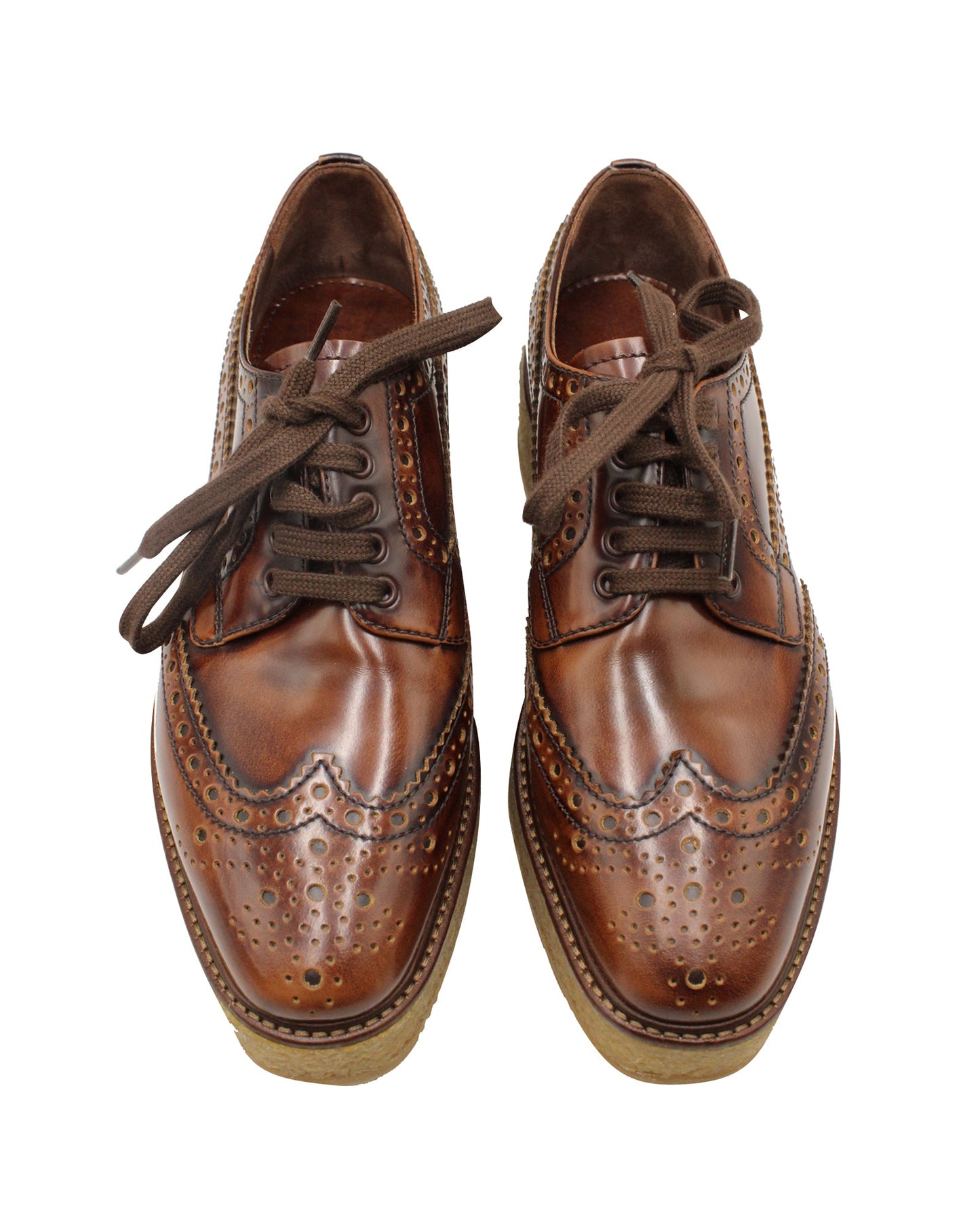 Prada Platform Derby Shoes in Brown Leather