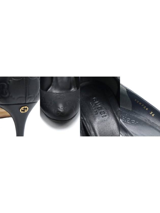 Gucci 338726 GG Logo Black Cima Leather Pumps Shoes 36