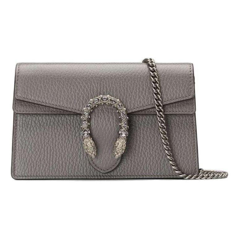 (WMNS) GUCCI Dionysus Tiger Head Leather Chain Shoulder Messenger Bag Mini Gray Classic