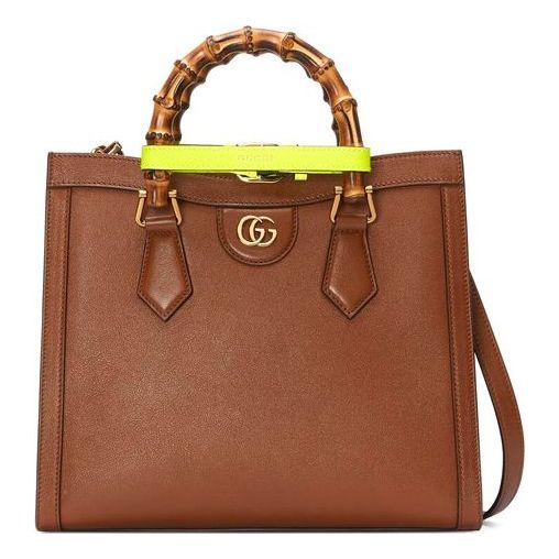 (WMNS) GUCCI Diana Series Tote Leather SingleShoulderMessengerHandholdBag SmallSize Brown