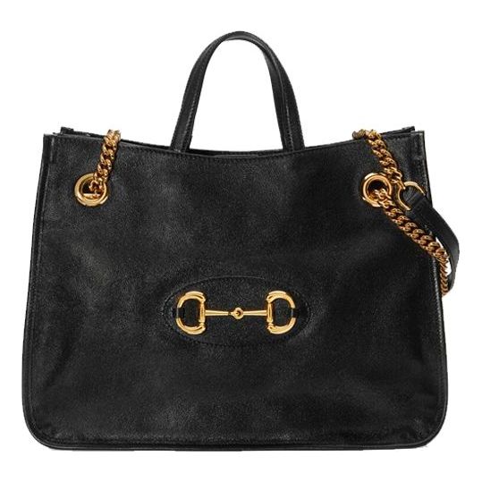 (WMNS) GUCCI 1955 Button Tote hand Bag Single Shoulder Bag Middle Black