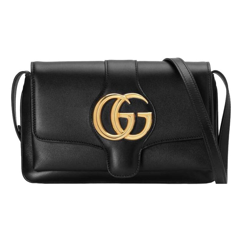 (WMNS) GUCCI Arli Gold Logo Leather Shoulder Messenger Bag Small Black Classic