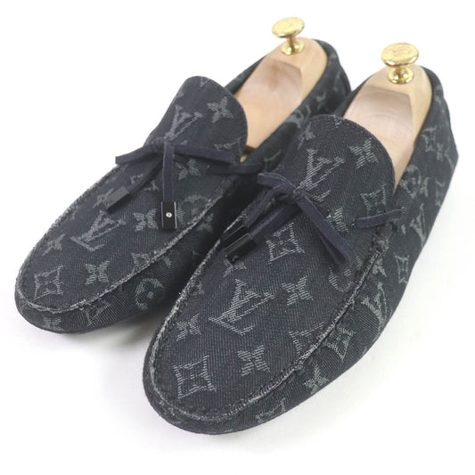 LOUIS VUITTON Flat shoes Monogram denim Indigo blue LV Driver Line 6.5