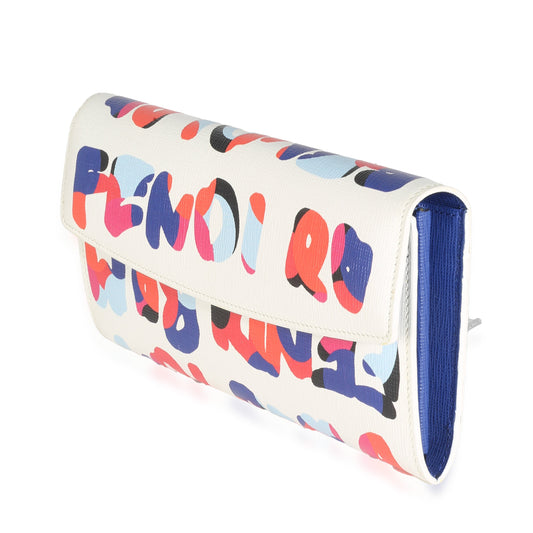White Multicolor Vitello Elite Fendi Roma Graffiti Wallet