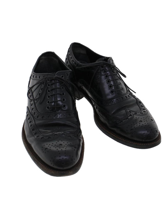 Black Leather Wing Tip Shoes - LV Auth MP3136