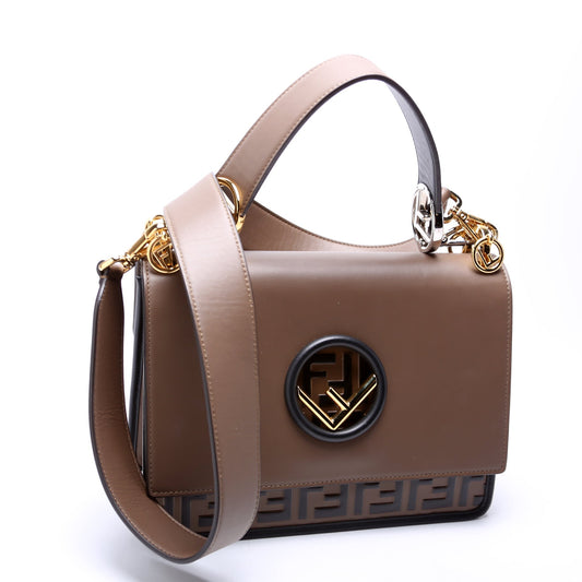 8BT284 Kan I Medium Shoulder Bag Vitello F Is Fendi Brown/Black