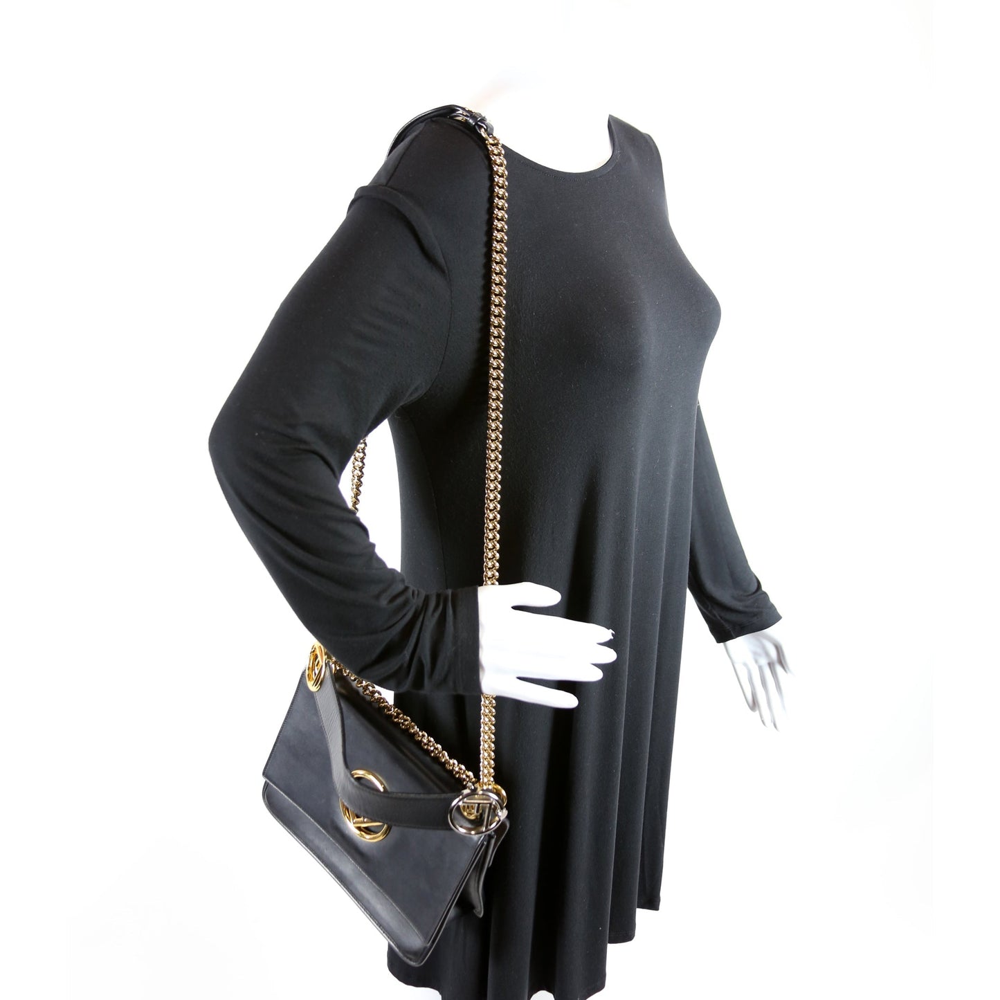 8BT284 Kan I Medium Shoulder Bag Vitello F Is Fendi Black