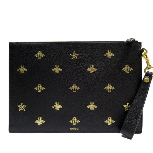 Bees and Stars Clutch Calfskin Leather