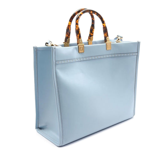 Blue Fendi Medium Leather Sunshine Shopper Tote Satchel