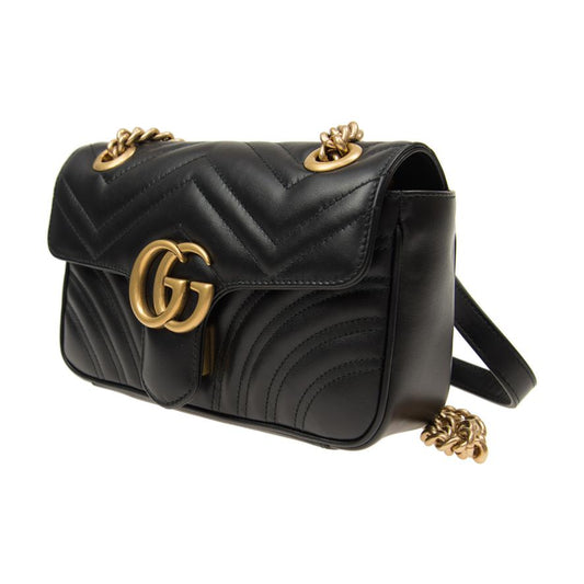 (WMNS) GUCCI GG Marmont Leather Single-Shoulder Chain Bag Mini Black