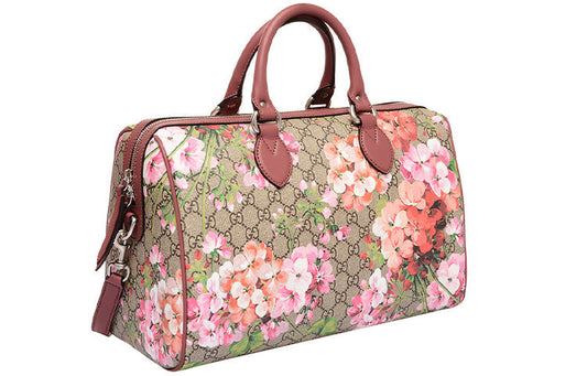 (WMNS) GUCCI GG Blooms Logo Printing Canvas Boston Ebony / Pink Handbag
