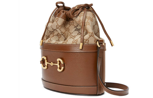 (WMNS) GUCCI Button1955 Series Drawstring Bag Single Shoulder Bag Brown