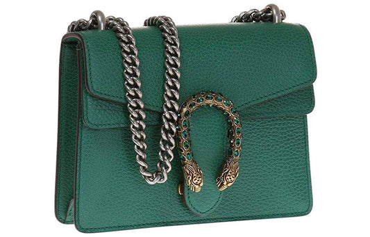 (WMNS) GUCCI Dionysus Tiger Head Leather Chain Shoulder Messenger Bag Mini Green Classic