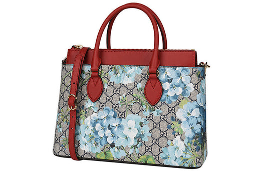 (WMNS) GUCCI GG Blooms Logo Printing Canvas handbag Beige / Blue / Red Classic