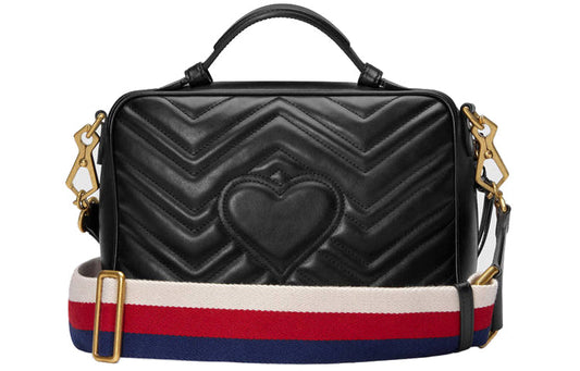 (WMNS) GUCCI GG Marmont Leather Shoulder Bag Black