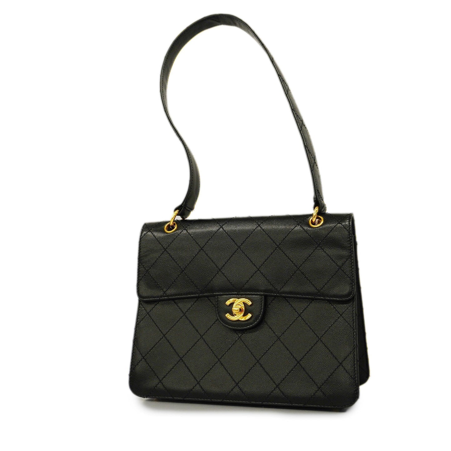 CHANEL  Matelasse Shoulder Bag Women's Caviar Leather Shoulder Bag Black