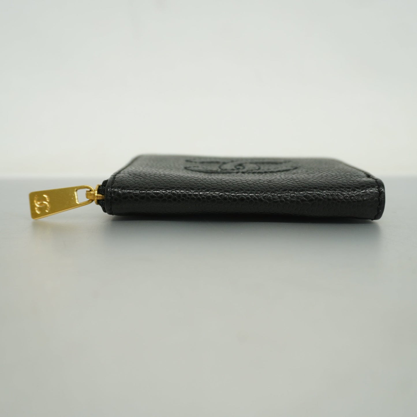 CHANEL  Women's Caviar Leather Gold Hardware Coin Purse/coin Case Black
