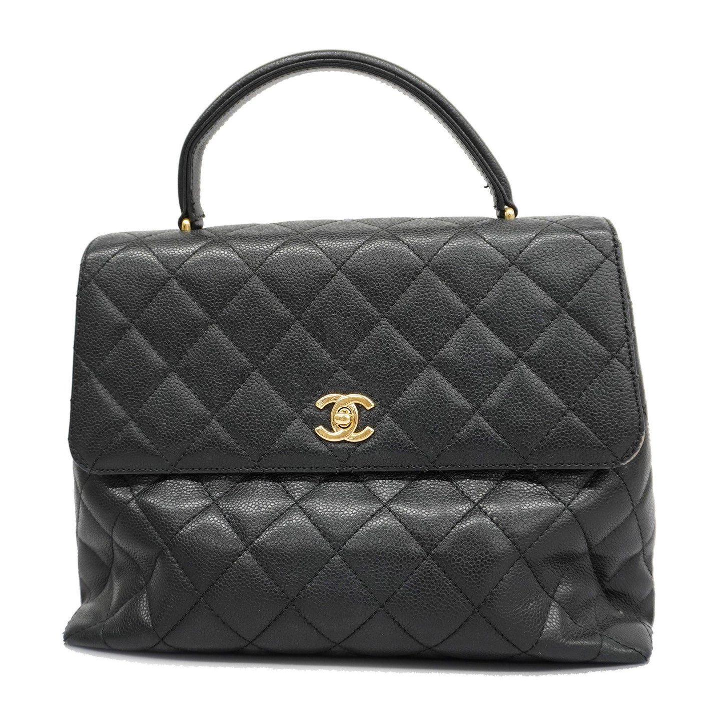 CHANEL  Matelasse Handbag Women's Caviar Leather Black