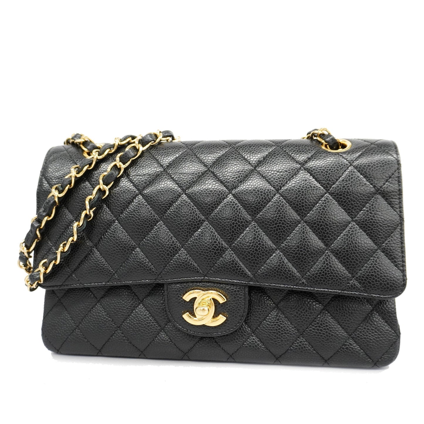 CHANEL  Matelasse W Flap W Chain Women's Leather Shoulder Bag Black