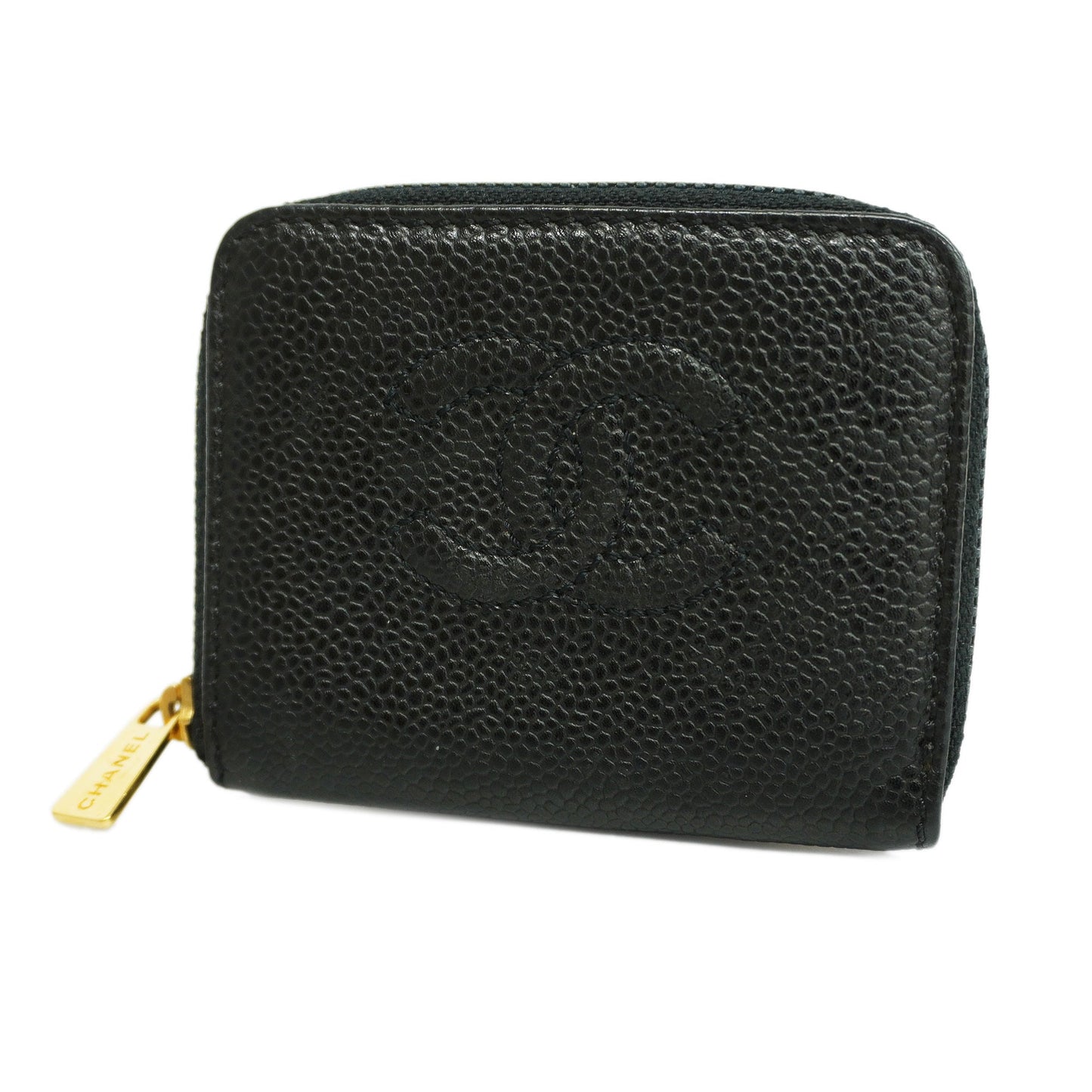 CHANEL  Women's Caviar Leather Gold Hardware Coin Purse/coin Case Black