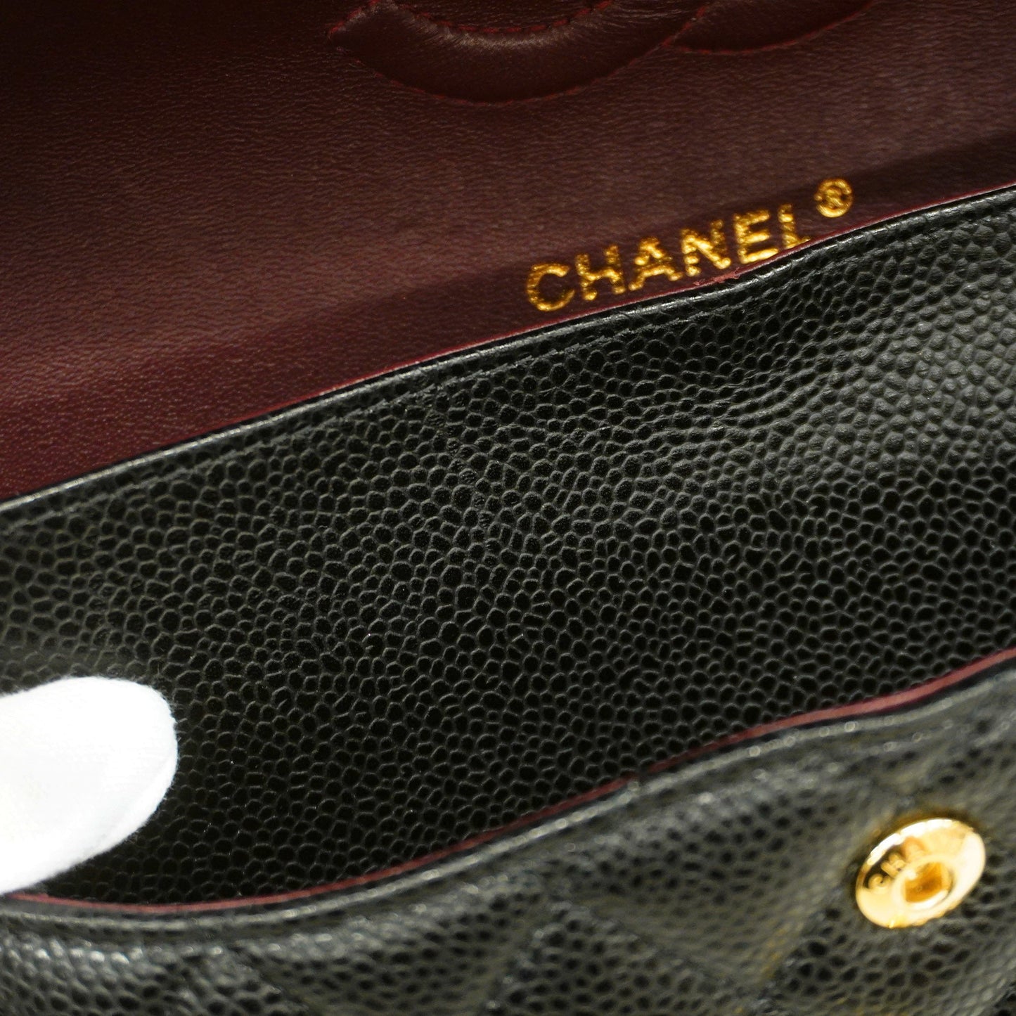 CHANEL  Big Matelasse W Flap W Chain Women's Caviar Leather Shoulder Bag