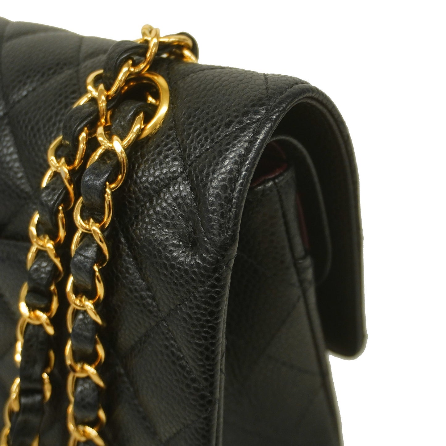 CHANEL  Big Matelasse W Flap W Chain Women's Caviar Leather Shoulder Bag
